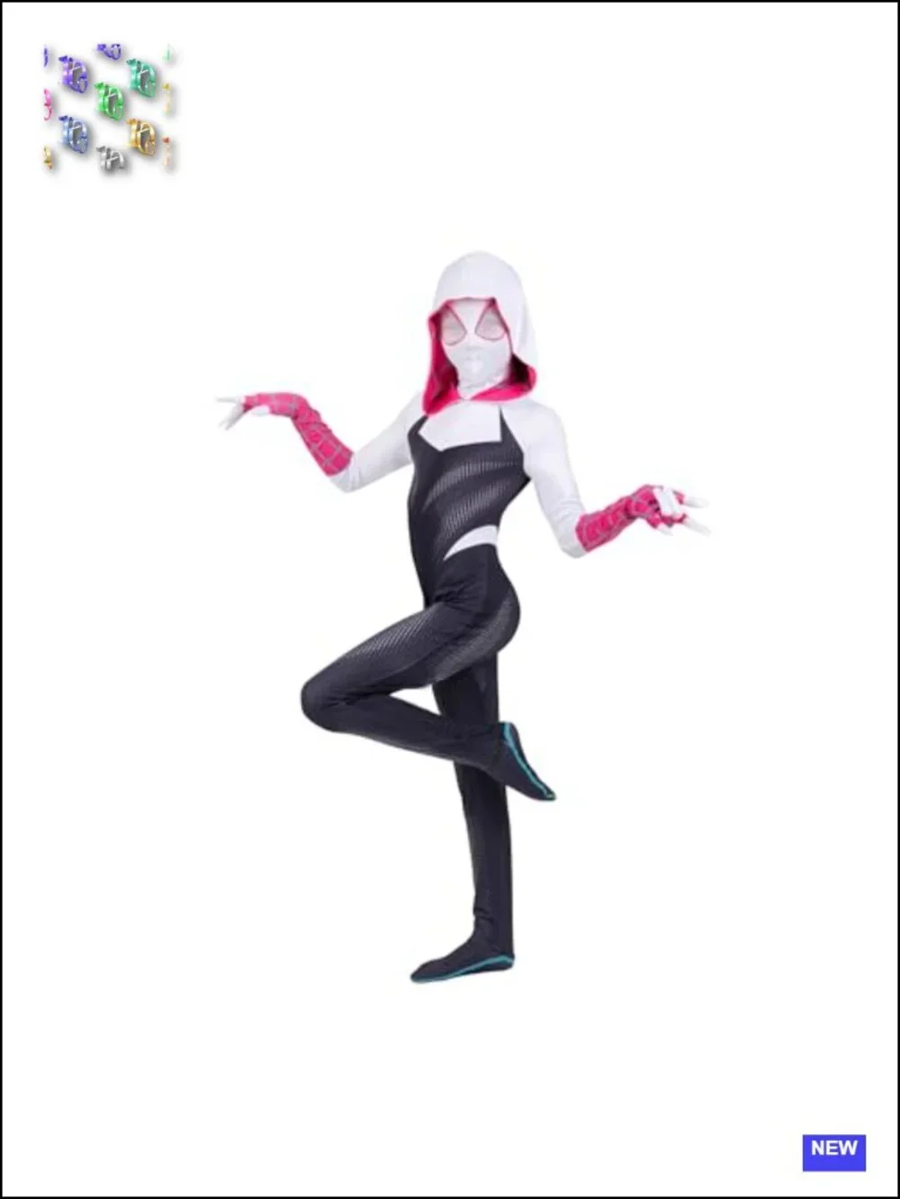 Marvel Spider-Gwen Zentai Costume Hooded Spandex Jumpsuit with Mask Youth